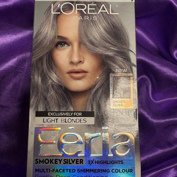 L'Oreal #S1 SMOKEY SILVER Feria Permanent Hair Color Gel Light Blondes NEW - Picture 1 of 2